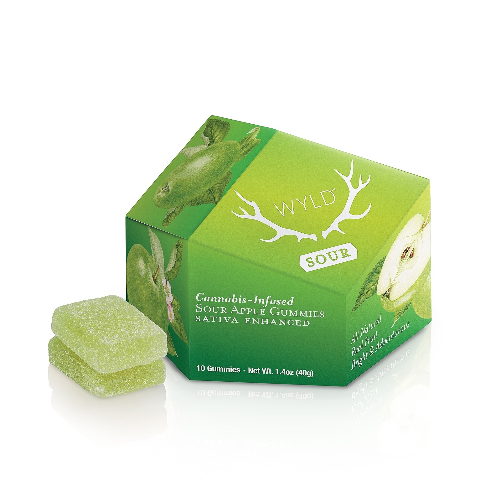 WYLD Sour Apple Sativa Enhanced Gummies